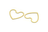 Brass Heart Charm, 24 Raw Brass Heart Connectors, Findings (25x28.5x0.60mm) A3924