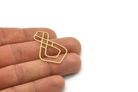 Brass Drop Charm, 4 Raw Brass Drop Charms, Earrings, Findings (38x25x0.80mm) SMP0809