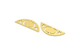 Semi Circle Charm, 12 Raw Brass Half Moon Charms With 1 Hole, Crescent Moon Charms, Findings (11x30x0.60mm) A3184
