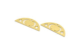 Semi Circle Charm, 12 Raw Brass Half Moon Charms With 1 Hole, Crescent Moon Charms, Findings (11x30x0.60mm) A3184