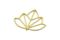 Brass Flower Charm, 4 Raw Brass Lotus Flower Charms With 1 Loop, Findings (30x35x0.80mm) SMP0811