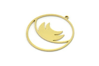 Brass Round Charm, 4 Raw Brass Round Charm With 1 Loop, Charm Pendants (30x28x0.80mm) SMP0813