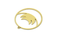 Brass Round Charm, 4 Raw Brass Round Charm With 1 Loop, Charm Pendants (30x28x0.80mm) SMP0813