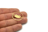 Brass Round Charm, 4 Raw Brass Round Charm With 1 Loop, Charm Pendants (30x28x0.80mm) SMP0813