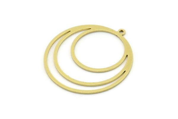 Brass Round Charm, 4 Raw Brass Round Charm With 1 Loop, Charm Pendants (30.5x28x0.80mm) SMP0816