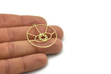 Brass Round Charm, 2 Raw Brass Round Charm With 1 Loop, Charm Pendants (34x32x0.80mm) SMP0820