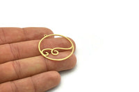 Brass Round Charm, 2 Raw Brass Round Charm With 1 Loop, Charm Pendants (34x32x0.80mm) SMP0821