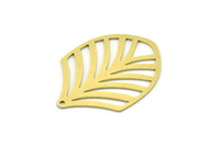 Brass Leaf Charm, 4 Raw Brass Leaf Charms With 1 Hole, Charm Pendants, Findings (31x23x0.60mm) SMP0826