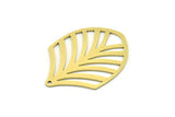 Brass Leaf Charm, 4 Raw Brass Leaf Charms With 1 Hole, Charm Pendants, Findings (31x23x0.60mm) SMP0826