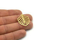 Brass Leaf Charm, 4 Raw Brass Leaf Charms With 1 Hole, Charm Pendants, Findings (31x23x0.60mm) SMP0826
