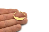 Brass Round Charm, 4 Raw Brass Round Charm With 1 Loop, Charm Pendants (30.5x28x0.80mm) SMP0829