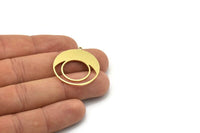 Brass Round Charm, 4 Raw Brass Round Charm With 1 Loop, Charm Pendants (30.5x28x0.80mm) SMP0830