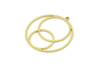 Brass Round Charm, 4 Raw Brass Round Charm With 1 Loop, Charm Pendants (30.5x28x0.80mm) SMP0832