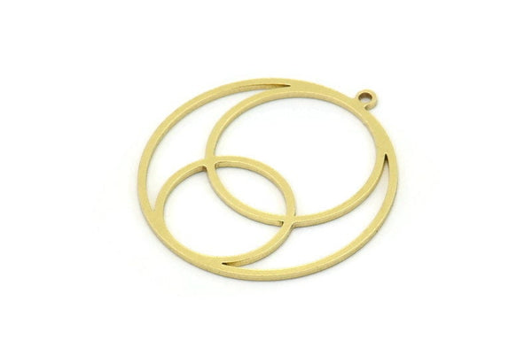 Brass Round Charm, 4 Raw Brass Round Charm With 1 Loop, Charm Pendants (30.5x28x0.80mm) SMP0832