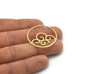Brass Round Charm, 2 Raw Brass Round Charm With 1 Loop, Charm Pendants (34x32x0.80mm) SMP0833