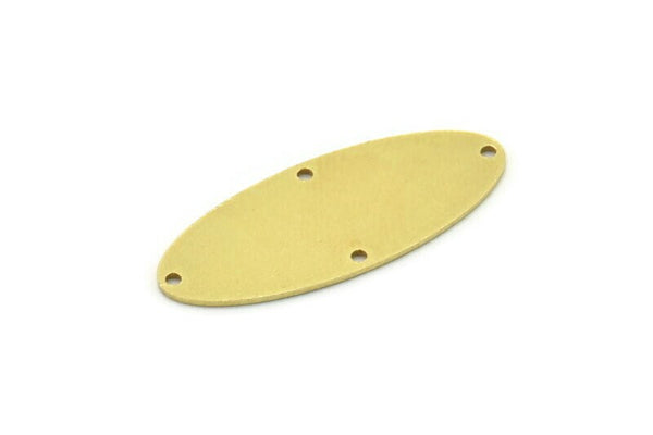 Brass Oval Charm, 6 Raw Brass Oval Charms With 4 Holes, Earring Charms (32x13x0.80mm) SMP0838