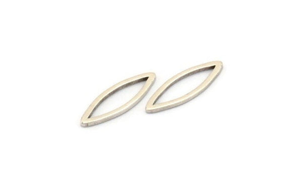 Silver Marquise Ring , 50 Antique Silver Plated Brass Marquise Ring, Connector, Charms (5x15x0.80mm) D0038