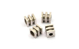 4 Antique Silver Plated Brass Industrial Square Tubes, Spacer Beads,end Tubes, Findings (12x10 Mm) D0048
