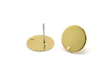 Brass Round Earring, 8 Raw Brass Round Stud Earrings With 1 Hole (13x0.80mm) D0744 A6879