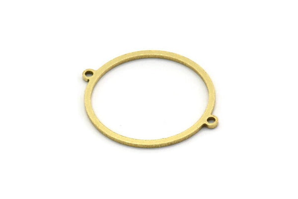 Brass Round Connector, 24 Raw Brass Round Shaped Connectors With 2 Loops, Earring Findings, Geometric Connectors (29x25x1mm) A3970