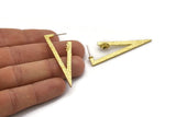 Earring Studs, 2 Raw Brass - Triangle Shaped Stud Earrings With Pad For 7mm Stone - Brass Earrings - Earrings (55x20x1.8mm) N2418