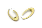 Earring Studs, 2 Raw Brass - Oval Shaped Stud Earrings With Pad For 7mm Stone - Brass Earrings - Earrings (51x24x1.8mm) N2298