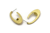 Earring Studs, 2 Raw Brass - Oval Shaped Stud Earrings With Pad For 7mm Stone - Brass Earrings - Earrings (39x18x2mm) N2413