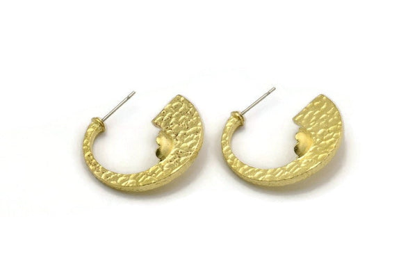 Earring Studs, 2 Raw Brass - Round Shaped Stud Earrings With Pad For 7mm Stone - Brass Earrings - Earrings (27x2mm) N2296