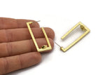 Earring Studs, 2 Raw Brass - Rectangle Shaped Stud Earrings With Pad For 7mm Stone - Brass Earrings - Earrings (46x18x1.8mm) N2414