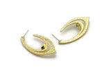 Earring Studs, 2 Raw Brass - Marquise Shaped Stud Earrings With Pad For 7mm Stone - Brass Earrings - Earrings (46x21x1.8mm) N2421