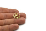 Brass Round Charm, 8 Raw Brass Flower Charm With 2 Loops, Connectors, Findings (22x18x0.60mm) SMP0600