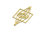 Brass Diamond Charm, 4 Raw Brass Diamond Shaped Charms With 1 Loop, Pendant Findings (41x21x0.60mm) SMP0601
