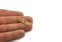 Brass Wing Charm, 8 Raw Brass Wing Charms With 2 Loops, Charm Pendants, Connector Findings (33x13x0.60mm) SMP0603