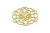 Brass Flower Charm, 2 Raw Brass Flower Shaped Charms, Charm Pendants, Earring Findings (38x36x0.60mm) SMP0605