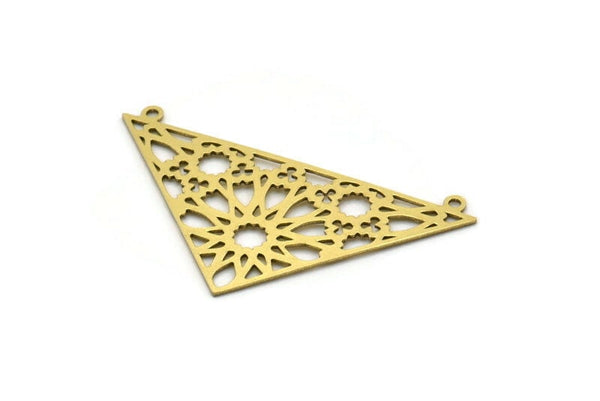 Brass Triangle Charm, 4 Raw Brass Triangle Shaped Charms With 2 Loops, Connector Findings (24x44x0.60mm) SMP0607