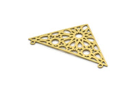 Brass Triangle Charm, 4 Raw Brass Triangle Shaped Charms With 2 Loops, Connector Findings (24x44x0.60mm) SMP0607