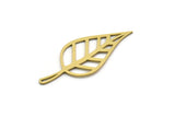 Brass Leaf Charm, 8 Raw Brass Leaf Charms With 1 Hole, Findings (36x15x0.60mm) SMP0609