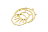 Brass Moon Charm, 4 Raw Brass Crescent Moon And Sun Shaped Charms With 1 Loop, Findings (32x24x0.60mm) SMP0855