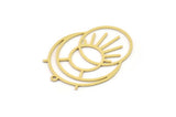 Brass Moon Charm, 4 Raw Brass Crescent Moon And Sun Shaped Charms With 1 Loop, Findings (32x24x0.60mm) SMP0855