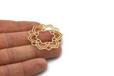 Brass Flower Charm, 2 Raw Brass Flower Charms, Charm Pendants (38x37x0.60mm) SMP0857