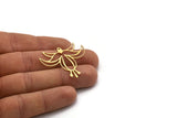 Brass Flower Charm, 4 Raw Brass Flower Shaped Charms With 1 Loop, Findings (33x37x0.80mm) SMP0615