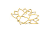 Brass Flower Charm, 2 Raw Brass Lotus Flower Charms, Chakra Charms, Findings (33x43x0.60mm) SMP0859