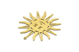 Brass Sun Charm, 4 Raw Brass Sun Charms With 1 Loop, Findings (40x38x0.60mm) SMP0617