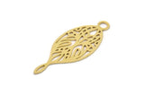Brass Oval Charm, 6 Raw Brass Oval Charms With 1 Loop, Earring Charms (36x14x0.60mm) SMP0860