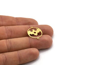Brass Round Charm, 8 Raw Brass Bat Charms With 2 Loops, Brass Connectors, Earring Findings (22x18x0.60mm) SMP0619