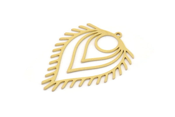 Brass Drop Charm, 4 Raw Brass Drop Charms With 1 Loop, Earrings, Findings (36x27x0.60mm) SMP0861