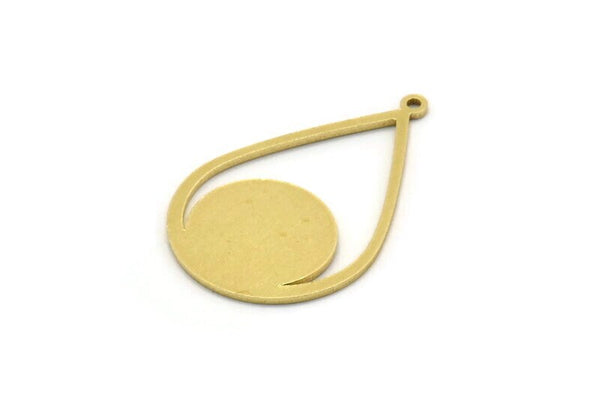 Brass Drop Charm, 6 Raw Brass Drop Charms With 1 Loop, Earrings, Findings (30x19x0.80mm) SMP0620