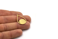 Brass Drop Charm, 6 Raw Brass Drop Charms With 1 Loop, Earrings, Findings (30x19x0.80mm) SMP0620