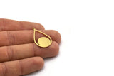 Brass Drop Charm, 6 Raw Brass Drop Charms With 1 Loop, Earrings, Findings (30x19x0.80mm) SMP0620