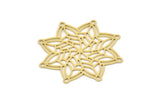 Brass Flower Charm, 2 Raw Brass Flower Charms, Charm Pendants (40x37x0.60mm) SMP0862